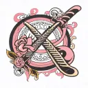 Breast Cancer Ribbon hockey stick tattoo design idea