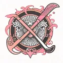 Breast Cancer Ribbon hockey stick tattoo design idea