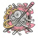 Breast Cancer Ribbon hockey stick tattoo design idea