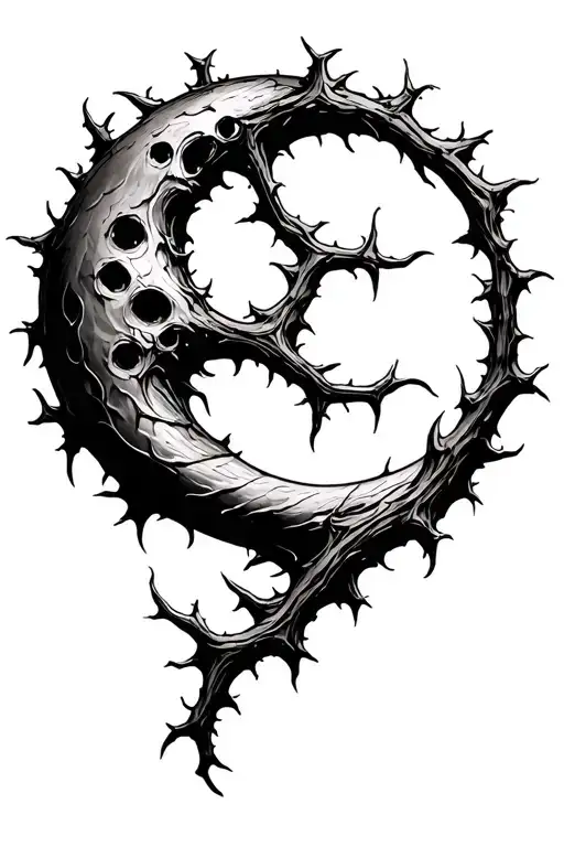 vine thorn the moon is extremely detailed high definition made of vines and thorns fill in gaps with moon tattoo design idea