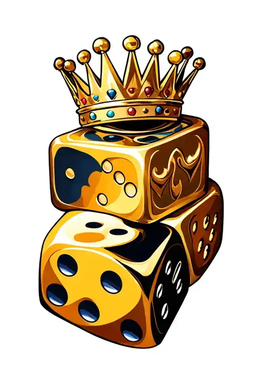 dice and queen crowns symbolising loyalty and strength  tattoo design idea
