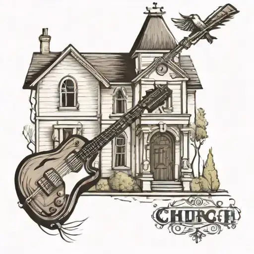 church+guitar+music+cricket game +family tattoo design idea