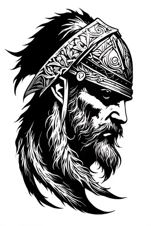 Viking side view tattoo design idea