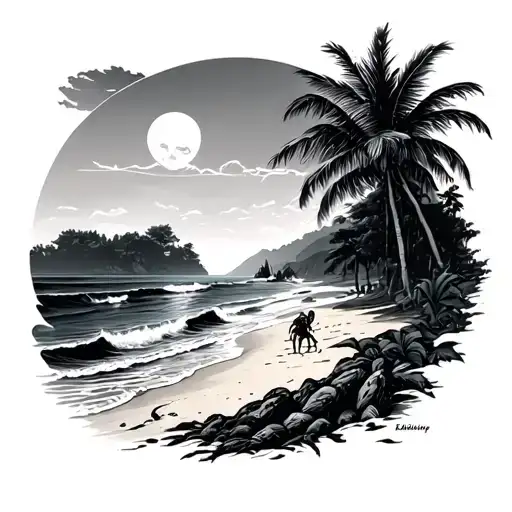 Skeleton Beach tattoo design idea