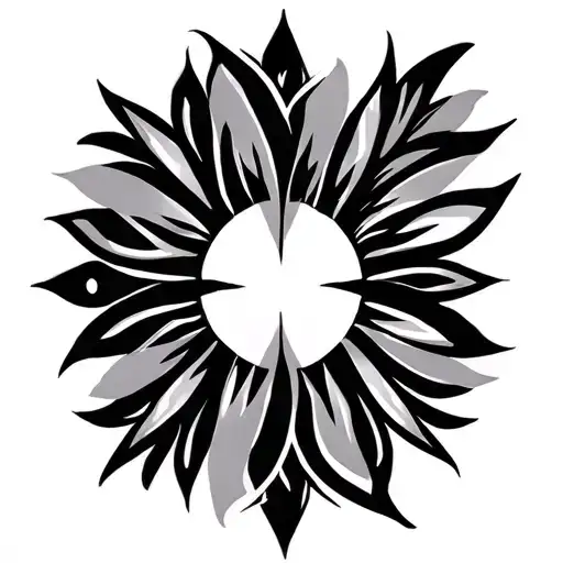 O african tribal sunrise integrated tattoo design idea