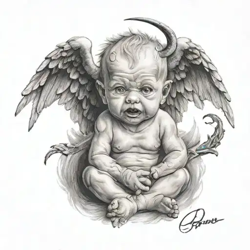 baby demon angel tattoo design idea