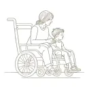 mother and son sitting in wheelchair tattoo design idea