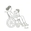 mother and son sitting in wheelchair tattoo design idea