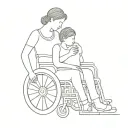 mother and son sitting in wheelchair tattoo design idea