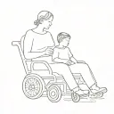 mother and son sitting in wheelchair tattoo design idea