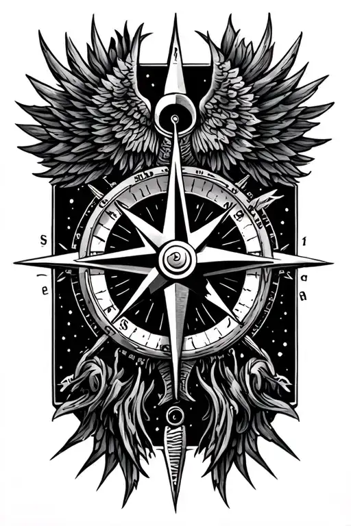 Gemini, compass, world, travel tattoo design idea