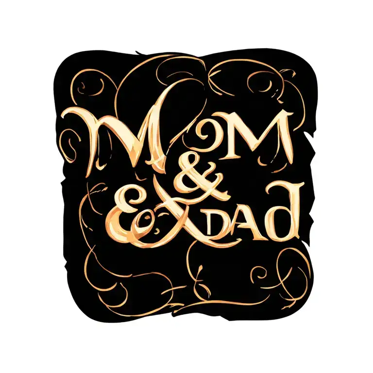 "mom & dad" cross intertwined tattoo design idea