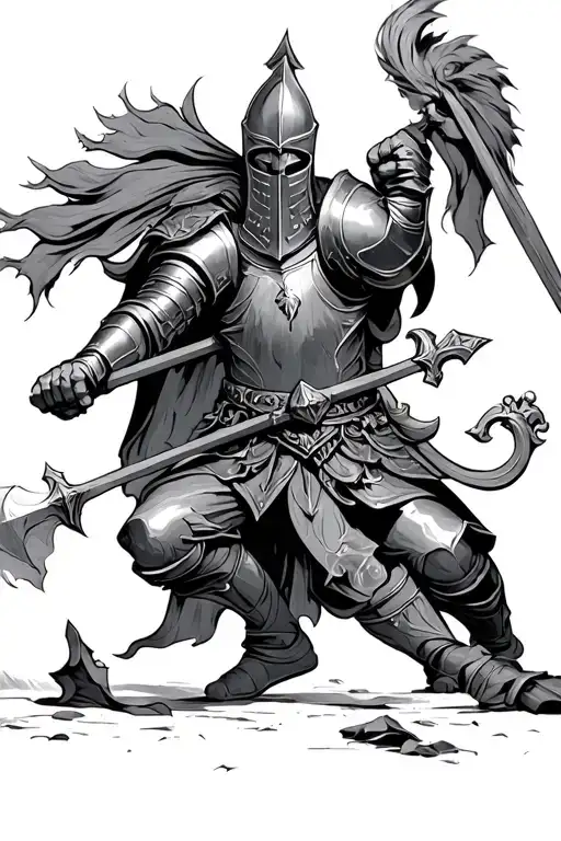 knight of round table fighting  tattoo design idea