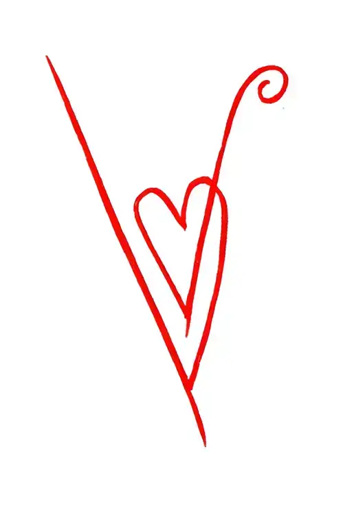 Heart with the letter "V" tattoo design idea