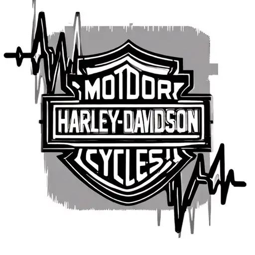 Harley Davidson logo without writing with electrocardiogram inside in the center tattoo design idea