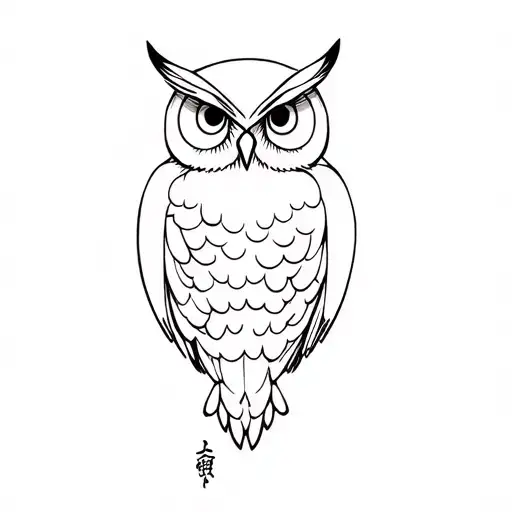 Owl Japanese tattoo design idea