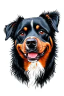 border collie and rottweiler working tattoo design idea