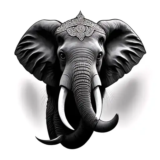 Laos elephant head tattoo design idea