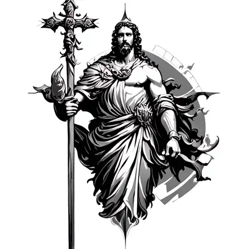 vertical modern saint Florian tattoo design idea
