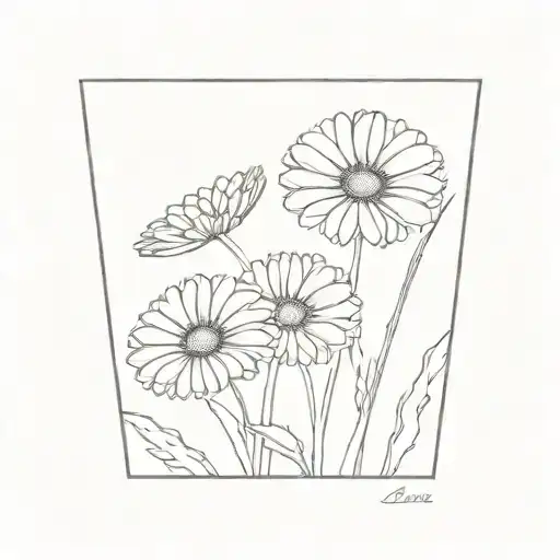 gerber daisies growing tattoo design idea