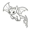 toothless from how to train your dragon flying tattoo design idea