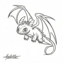 toothless from how to train your dragon flying tattoo design idea