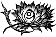 Vishnu chakra,lotus,bow and arrow design tattoo design idea