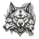 Angry wolfs with skulls  tattoo design idea