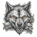 Angry wolfs with skulls  tattoo design idea