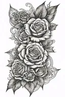 patchwork sleeve design, baddie arm sleeve, roses, quotes tattoo design idea