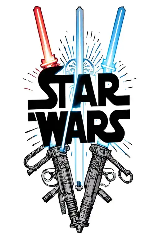 "Star Wars" "Star Wars" A Star Wars lightsabers design with intricate and simple details surrounding tattoo design idea