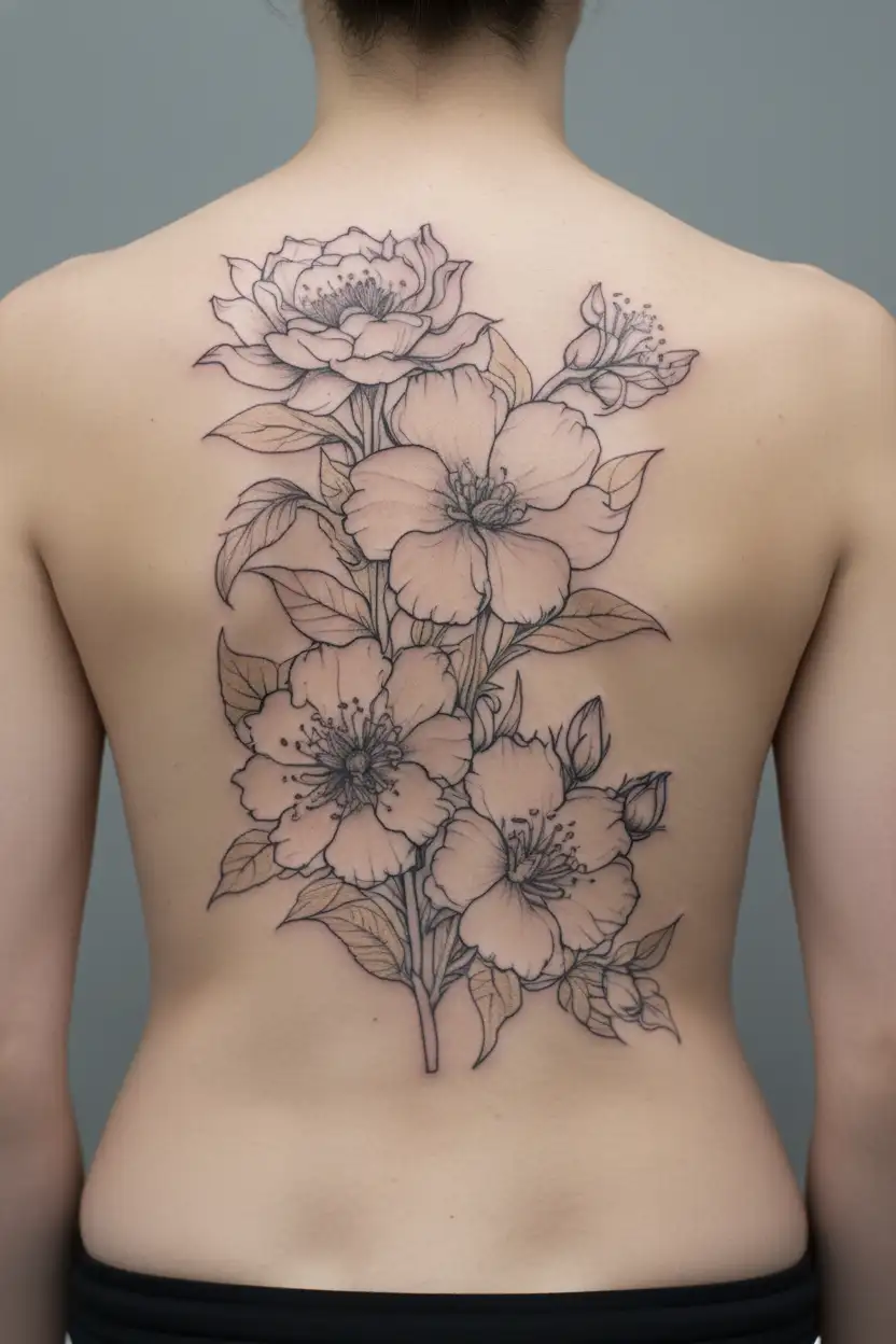 January July and August Birth flowers  tattoo design idea