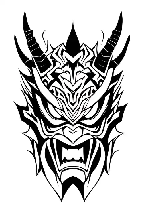 japan oni demon mask tattoo design idea