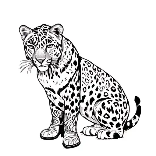 leopard wearing cowboy boots tattoo design idea