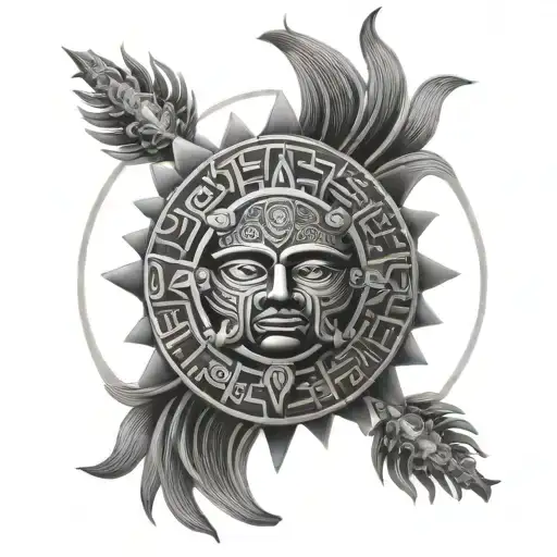 The Aztec Sun moon  tattoo design idea