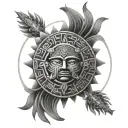 The Aztec Sun moon  tattoo design idea