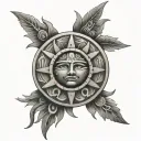The Aztec Sun moon  tattoo design idea