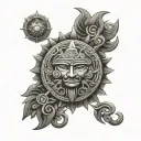 The Aztec Sun moon  tattoo design idea