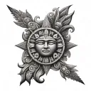 The Aztec Sun moon  tattoo design idea