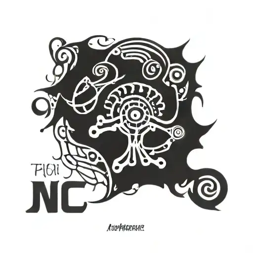 name written with indigenous art around it luminous points of small tattoo design idea