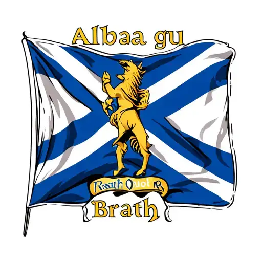 Scotland flag with the word alba gu brath below it tattoo design idea