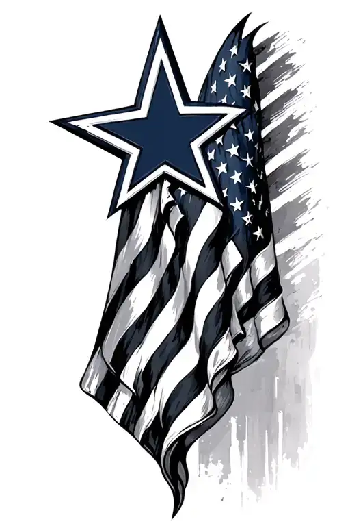 American flag Dallas cowboys star cross tattoo design idea
