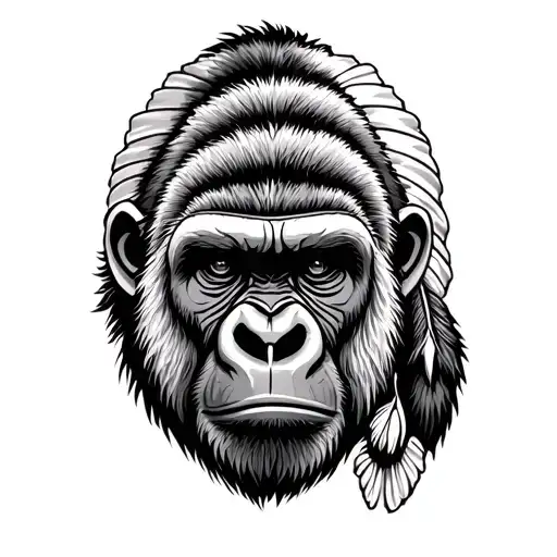 Gorilla and Indian of the South East tattoo design idea