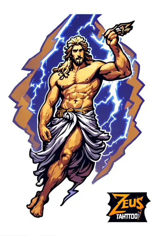 Zeus lightning leg tattoo with color tattoo tattoo design idea