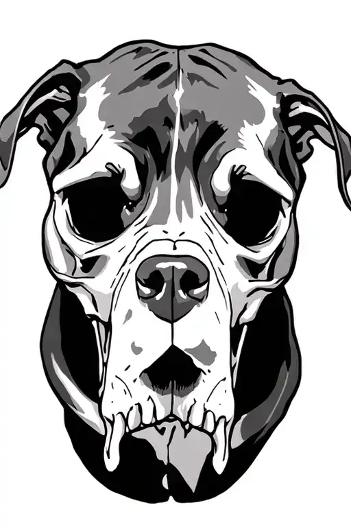 pitbull, hog skull and body tattoo design idea