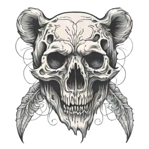 bear skull tattoo design idea
