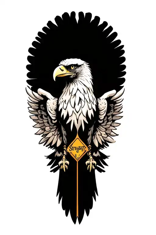 god is my strenght & eagle tattoo design idea