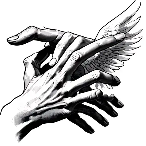 Michael Angeleno creation of Adam hands touching fingers tattoo design idea