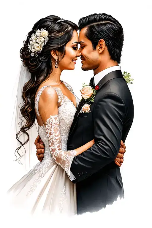 Tattoo request1. Married couple (in wedding dress & suit)2. Cuddled couple - (you and your mate)3. Couple dancing tan tattoo design idea