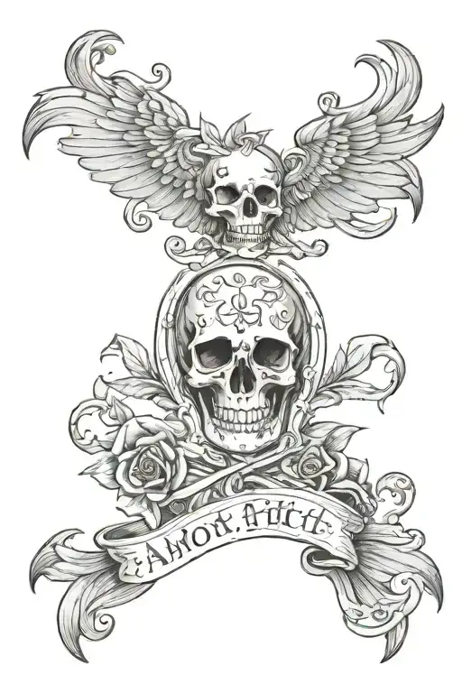 amor fati memento mori tattoo design idea